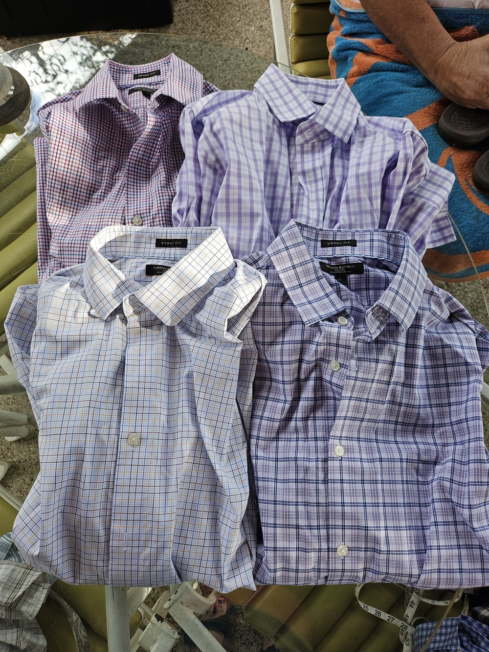 4 X Banana Republic Men's Cotton Stretch Plaid Dress Shirts Size L Grant Fit